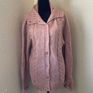 Ll Bean Pink Cable Knit Women's Sweater Fall